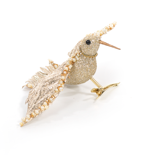 7.5in Beaded Metallic Hummingbird CHAMPAGNE