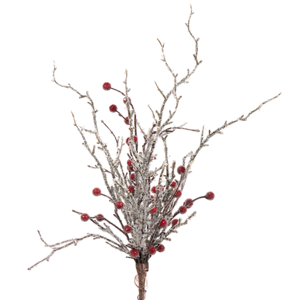 19in Large Ice Red Berry Twig