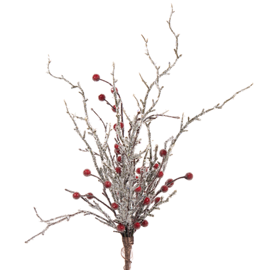 19in Large Ice Red Berry Twig