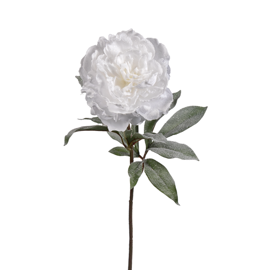28in Snowed White Peony - Premium Greenery for Wreaths and Home Decor Melrose