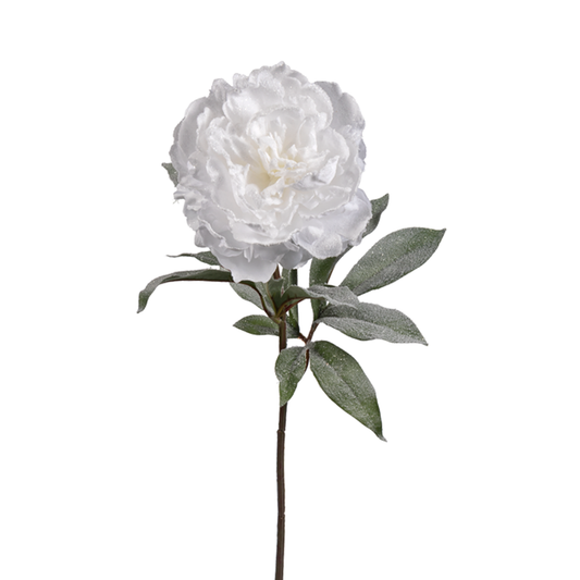 28in Snowed White Peony - Premium Greenery for Wreaths and Home Decor Melrose