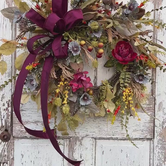 Fall Floral Wreath for front door, Handmade Autumn Wreath, Thanksgiving Wreath, Autumn Door Decor, Fall Entryway Decor, Home Decor,