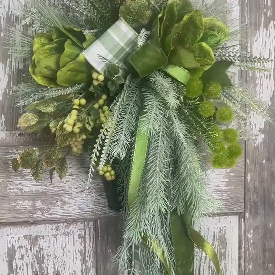 Lush Green Door or Wall Hanger with Designer elements with Designer Bow