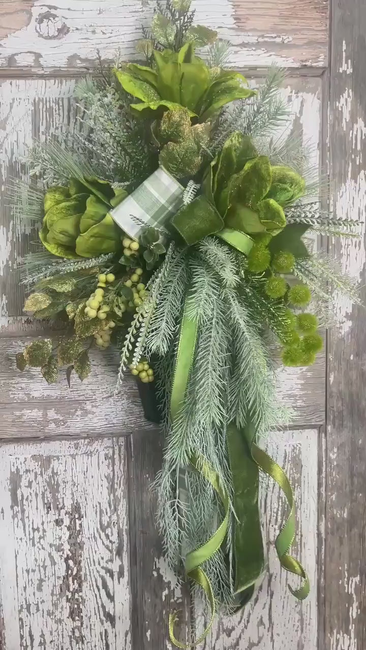 Lush Green Door or Wall Hanger with Designer elements with Designer Bow