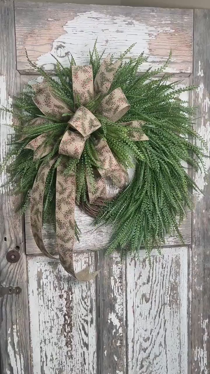 Christmas wreath for front door, Beaded Grass Christmas Wreath, Farmhouse Christmas wreath, Christmas Home Decor, Holiday Door Decor,