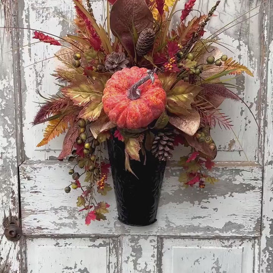 Fall Wreath for front door, Autumn Wreath, Fall floral arrangement with pumpkin, Fall Door Hanger, Autumn Door Hanger, Fall Home decor,