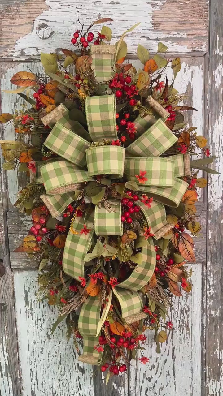 Fall Swag for front door, Autumn Swag, Fall Home Decor, Farmhouse Fall Swag, Farmhouse Fall Decor, Fall Indoor Wreath, Fall outdoor wreath,