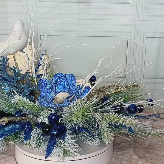 Christmas centerpiece for table, Blue Christmas Centerpiece, Christmas Decor, Blue Christmas Decor, Christmas Gift, Housewarming Gift,