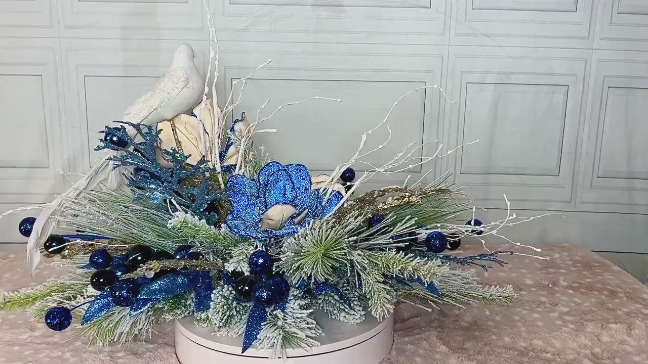 Christmas centerpiece for table, Blue Christmas Centerpiece, Christmas Decor, Blue Christmas Decor, Christmas Gift, Housewarming Gift,