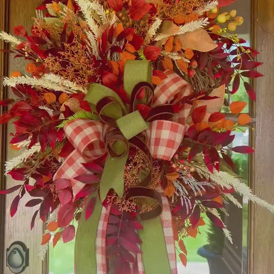 Large Fall Wreath For Front Door, Large Fall Harvest Wreath, Designer Fall Wreath, Fall Home Decor, Autumn Home Decor, Indoor Fall Wreath,