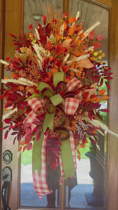 Large Fall Wreath For Front Door, Large Fall Harvest Wreath, Designer Fall Wreath, Fall Home Decor, Autumn Home Decor, Indoor Fall Wreath,