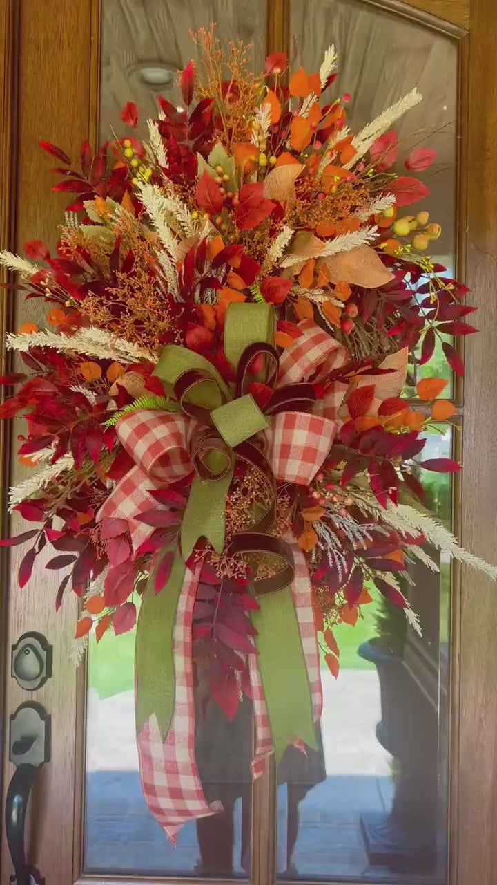 Large Fall Wreath For Front Door, Large Fall Harvest Wreath, Designer Fall Wreath, Fall Home Decor, Autumn Home Decor, Indoor Fall Wreath,