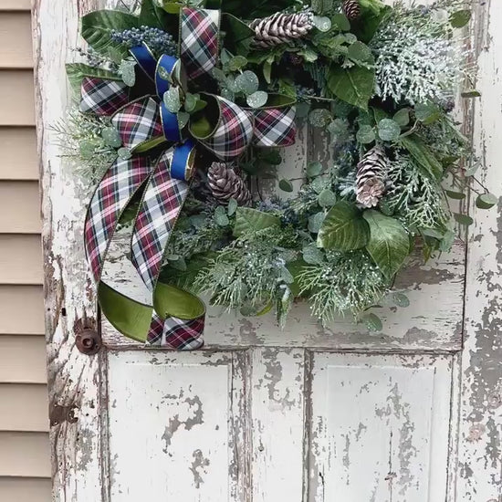 Christmas wreath for front door, Xmas wreath, Farmhouse Christmas Wreath, Christmas Home Decor, Winter Wreath, Xmas Decor, Farmhouse Decor,