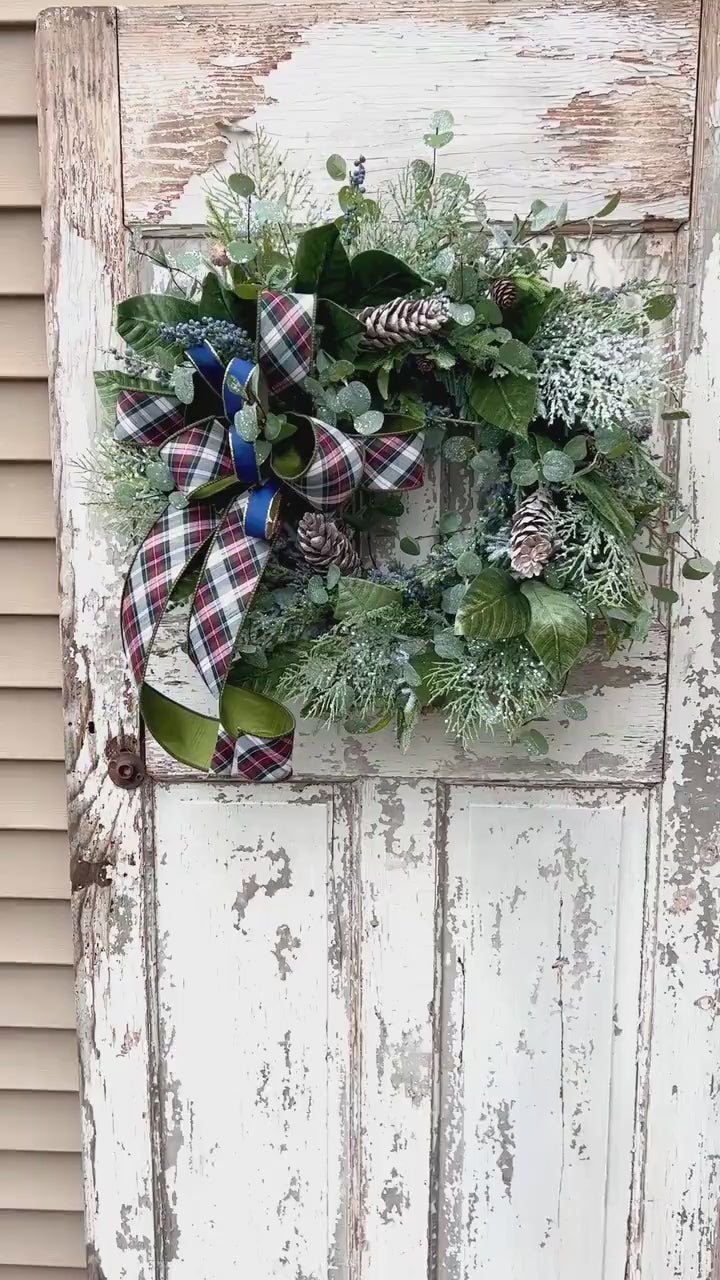 Christmas wreath for front door, Xmas wreath, Farmhouse Christmas Wreath, Christmas Home Decor, Winter Wreath, Xmas Decor, Farmhouse Decor,