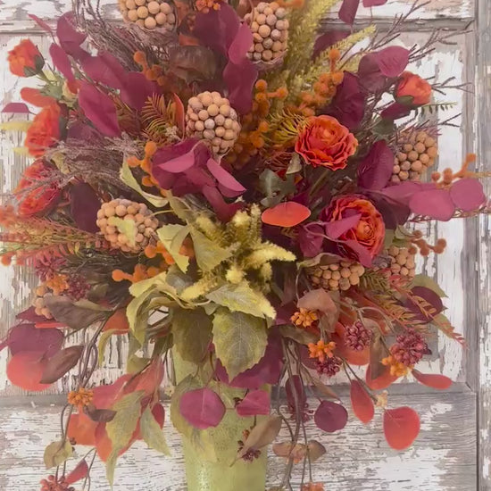 Fall Silk Floral Wall Arrangement, Autumn Door Basket For Fall, Rustic Farmhouse Door Basket, Autumn Home Decor, Fall Home Decor,