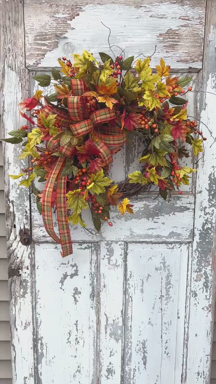 Fall Wreath for front door, Autumn Wreath, Fall Home Decor, Autumn Home Decor, Fall Porch Decor, Gift for her, Housewarming Gift,