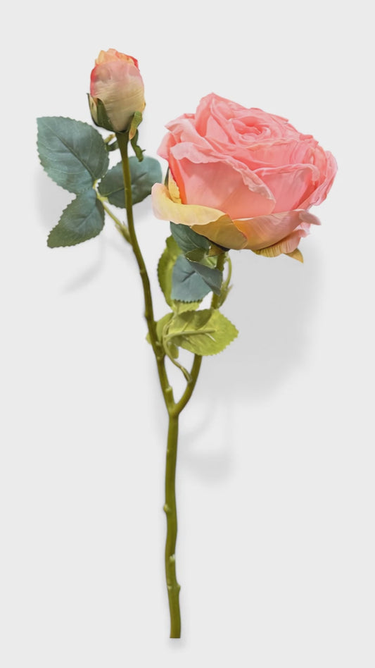 19in Drying Pink Rose and Bud - Premium Artificial Flower for Wreaths, Arrangements & Home Decor