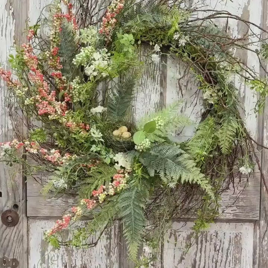 Designer Twig Minimalist Style Wreath with Birds nest with eggs
