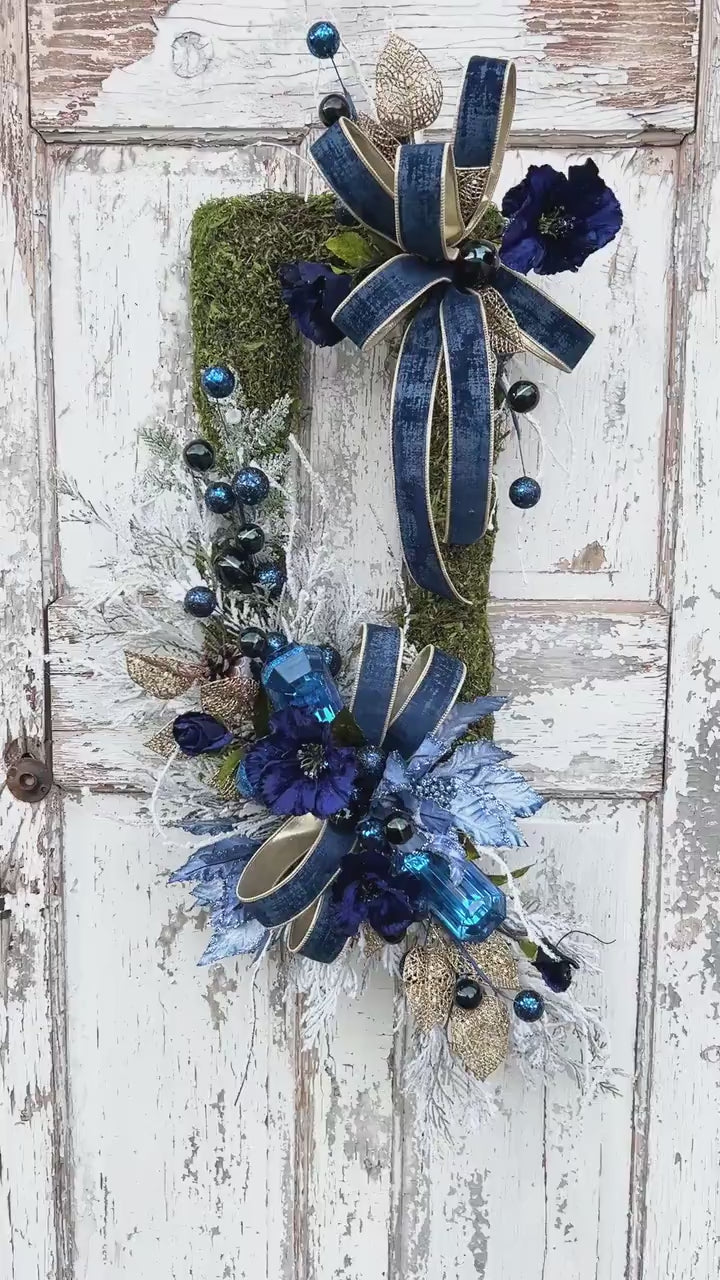 Christmas Wreath for front door, Blue Christmas Wreath, Elegant Christmas Wreath, Christmas Decor indoor, Christmas Decor outdoor,