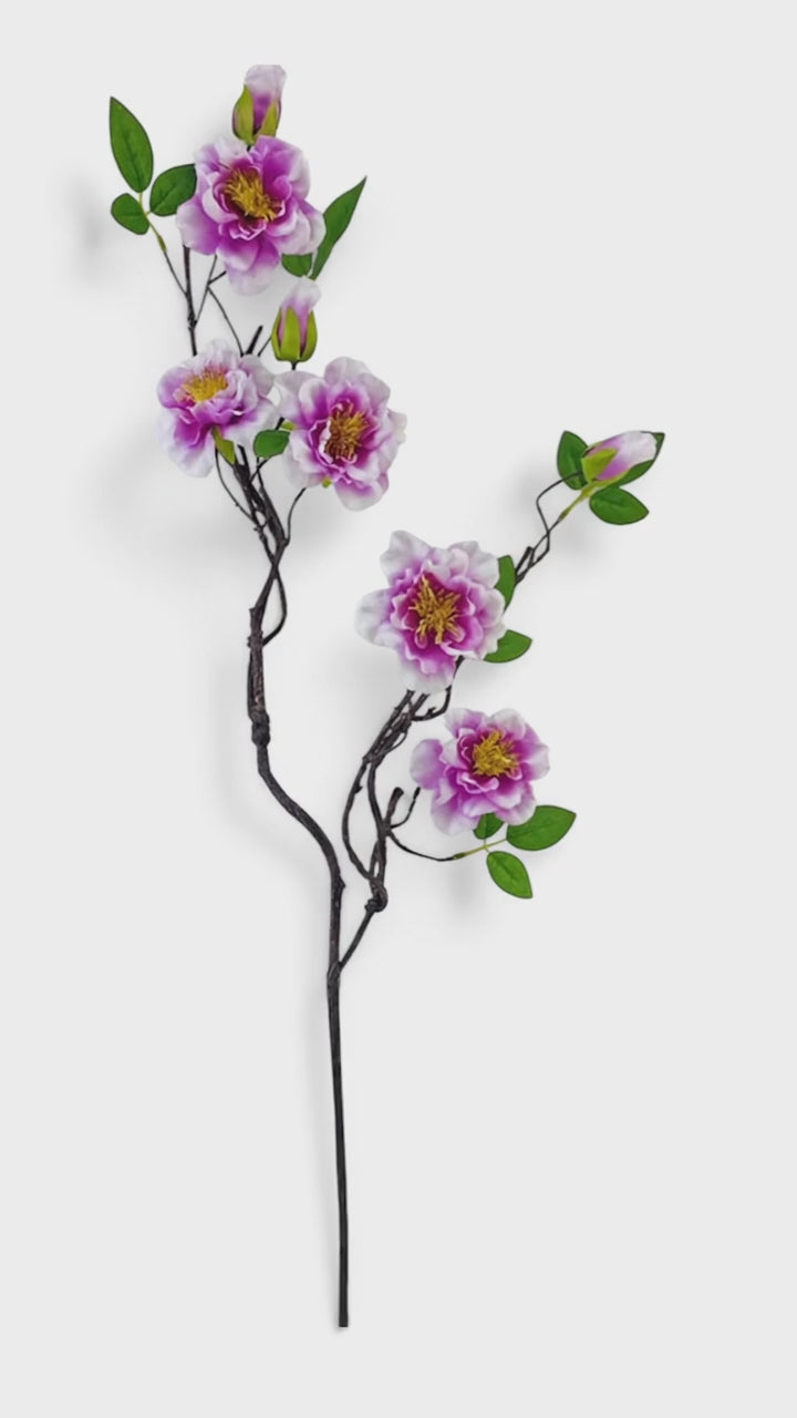 37in Hot Pink Wild Rose on Twiggy Branch