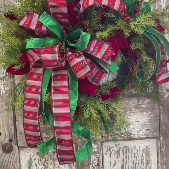 Christmas Magnolia Leaf Pine Wreath: Holiday Front Door Decor