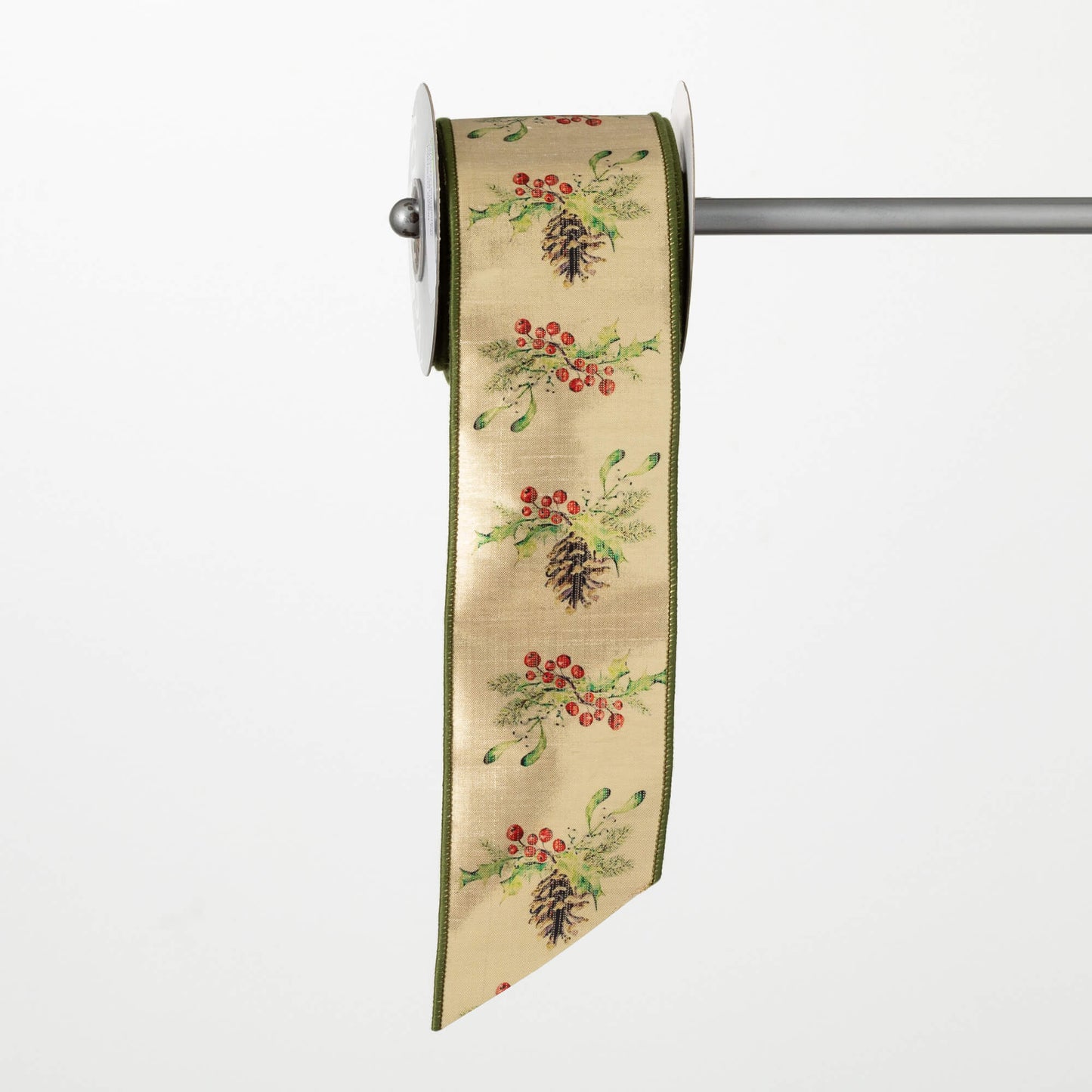 5 YARDS x 4IN Pine/Berry Ribbon