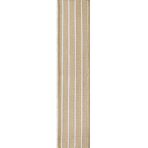 25YDS 1.5in Linear Stripe NAT/WH Ribbon