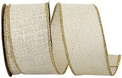 2.5in x 10yd Burlap Sparkle IVORY