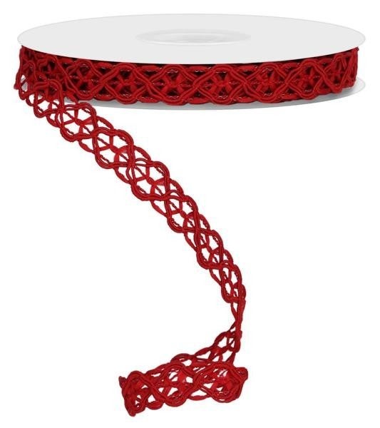5/8inx10yd Open Weave Trim RED