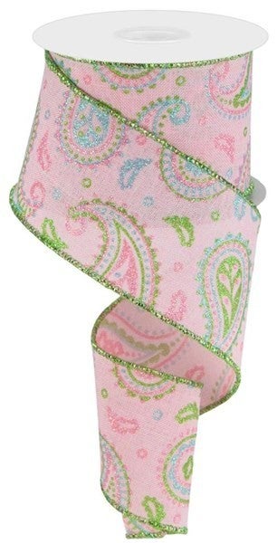 1.5inx10yd Paisley on PINK