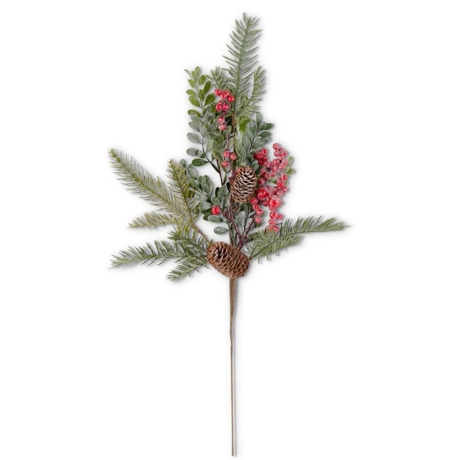 22in Glittered Boxwood/Berry/Cone/Fir