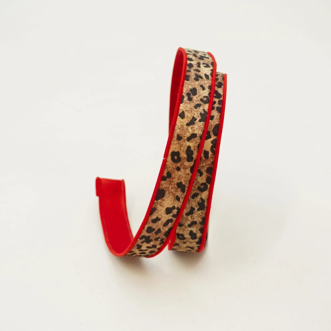 Farrisilk 1" X 10Yds. Jungle Animal Print, Red Edge and Backing