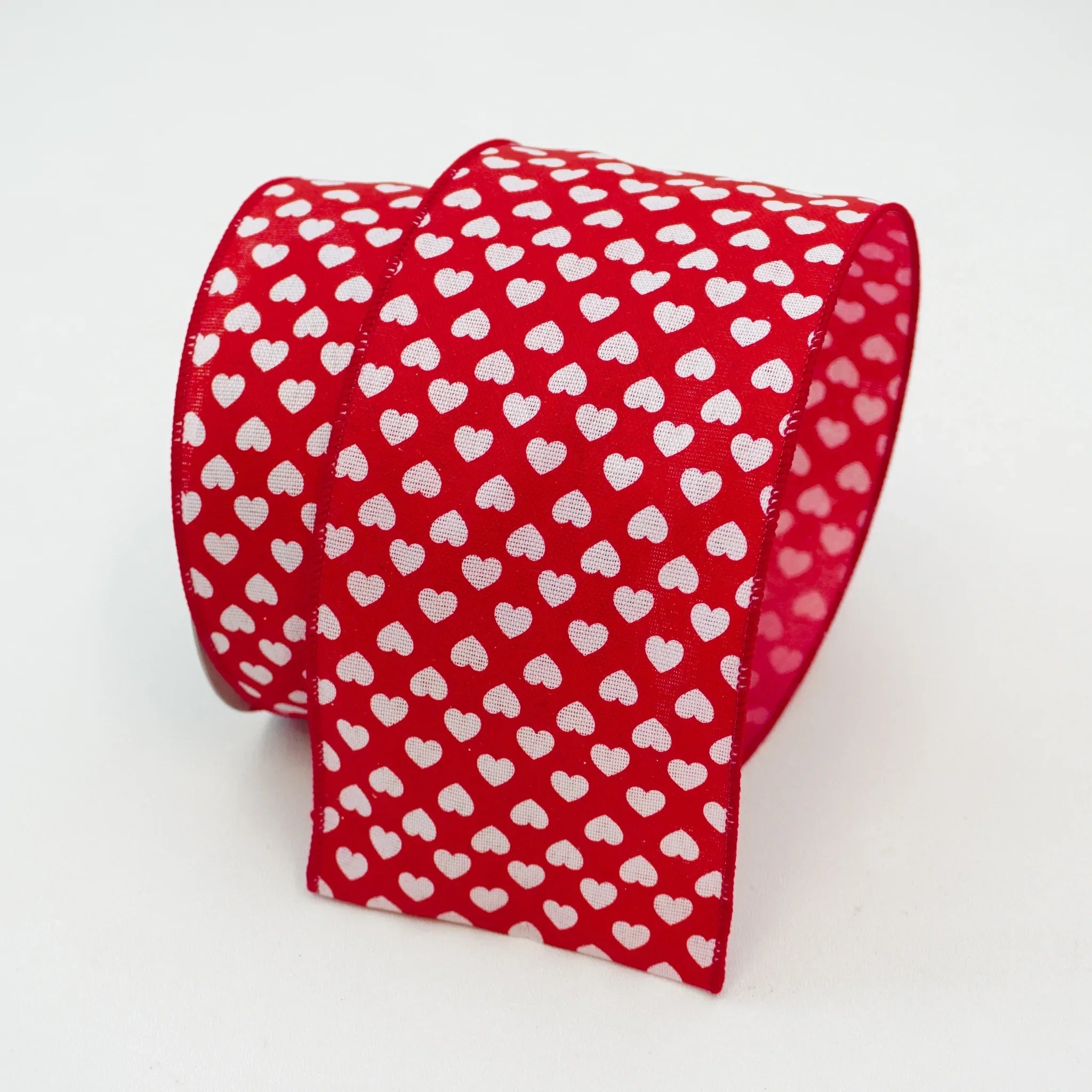 1.5 Mini Hearts Ribbon, Farrisilk Ribbon, Red and White Heart Ribbon –  Joycie Lane Designs