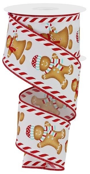 2.5in Gingerbread on WHT with Red/Wht edge
