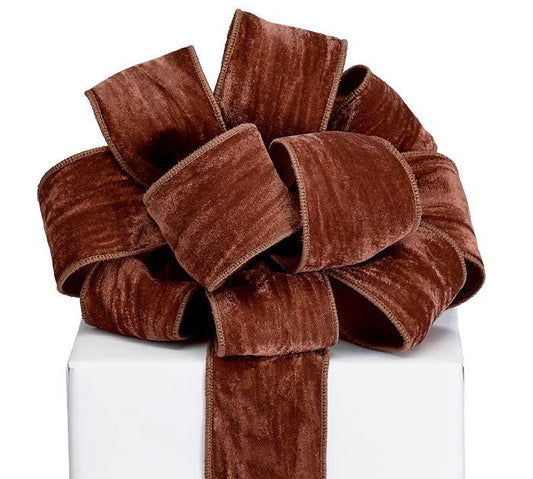 20YARD x2.5in Wrinkled Velvet RUST Ribbon