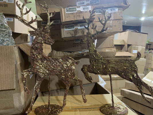 PAIR of Metal Reindeer BR/GO