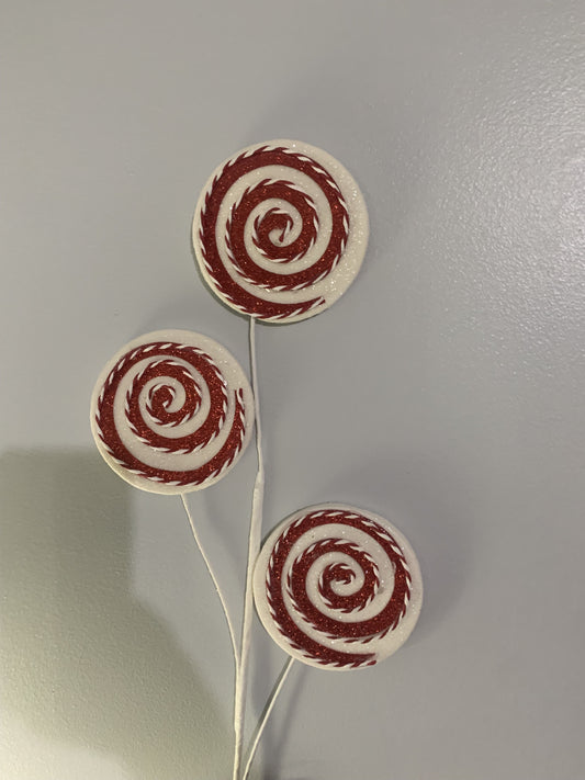 27in Swirl Lollipops x3 RED/WHITE