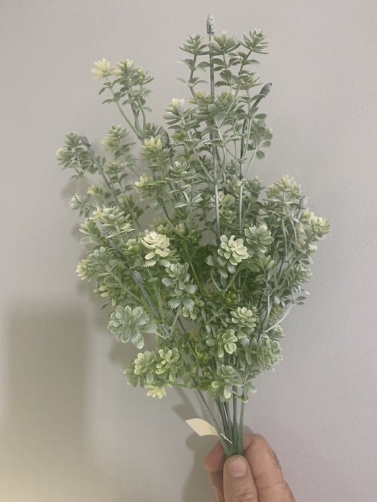 15in Mini Flower Bush GREEN/CREAM