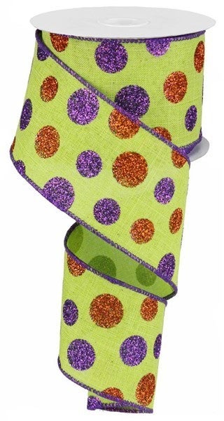 2.5 inch Glitter Dots on ROYAL GREEN