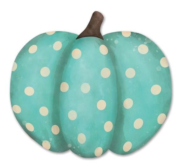 12in TEAL/CREAM Pumpkin Sign