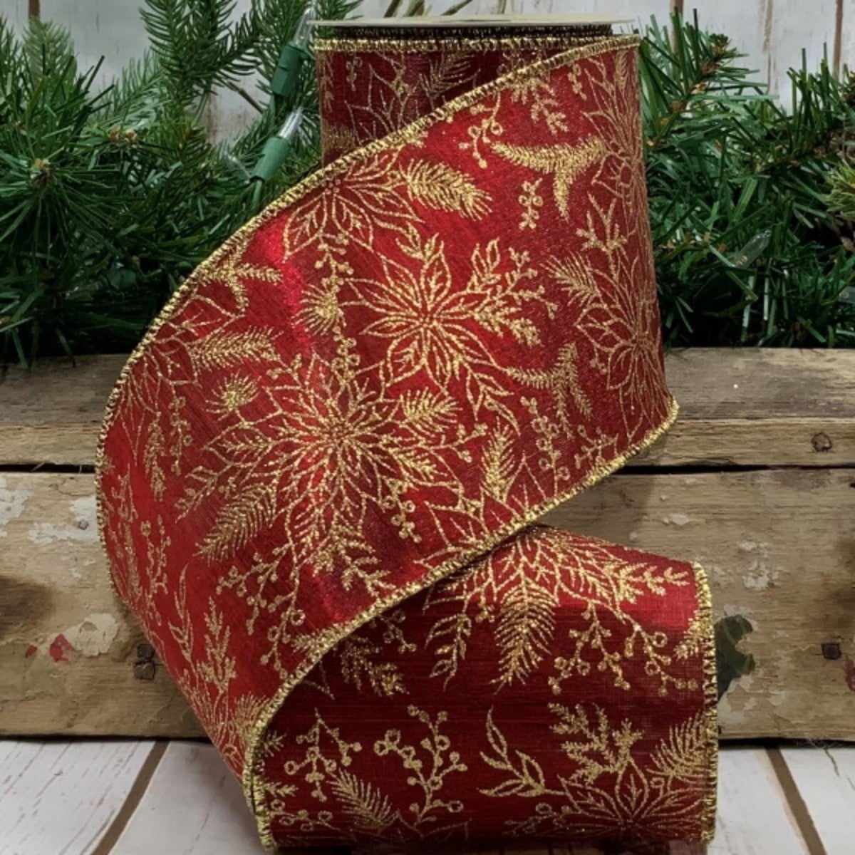 4in Satin Glitter Poinsettia BURG