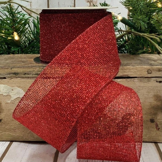 2.5 inch Glitter Mesh Mini-SQ RED