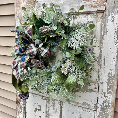 Christmas wreath for front door, Xmas wreath, Farmhouse Christmas Wreath, Christmas Home Decor, Winter Wreath, Xmas Decor, Farmhouse Decor,