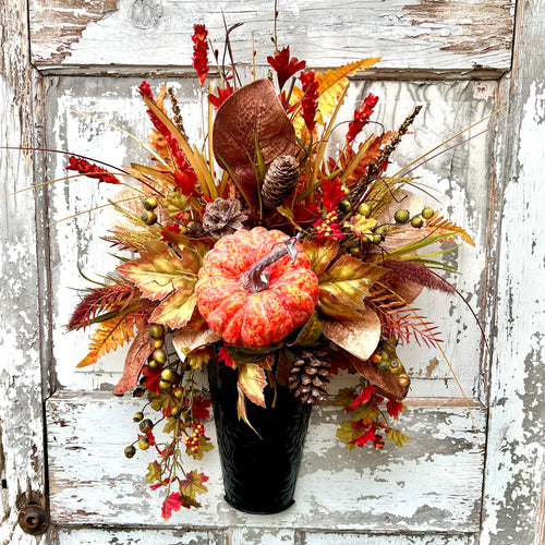 Fall Wreath for front door, Autumn Wreath, Fall floral arrangement with pumpkin, Fall Door Hanger, Autumn Door Hanger, Fall Home decor,