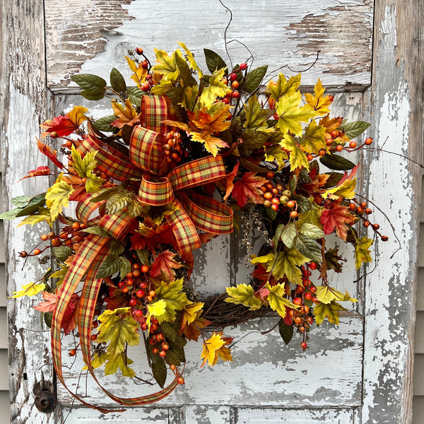 Fall Wreath for front door, Autumn Wreath, Fall Home Decor, Autumn Home Decor, Fall Porch Decor, Gift for her, Housewarming Gift,