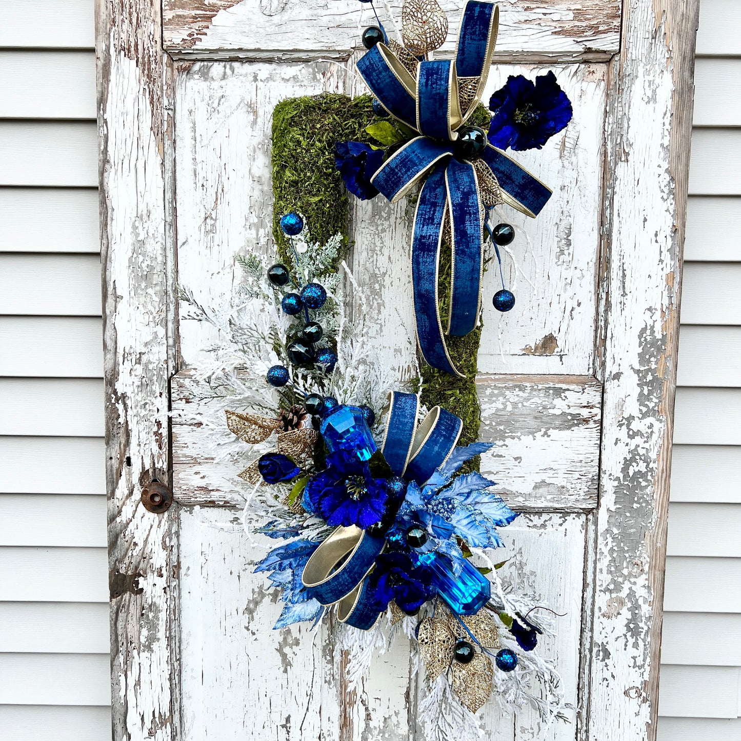 Christmas Wreath for front door, Blue Christmas Wreath, Elegant Christmas Wreath, Christmas Decor indoor, Christmas Decor outdoor,