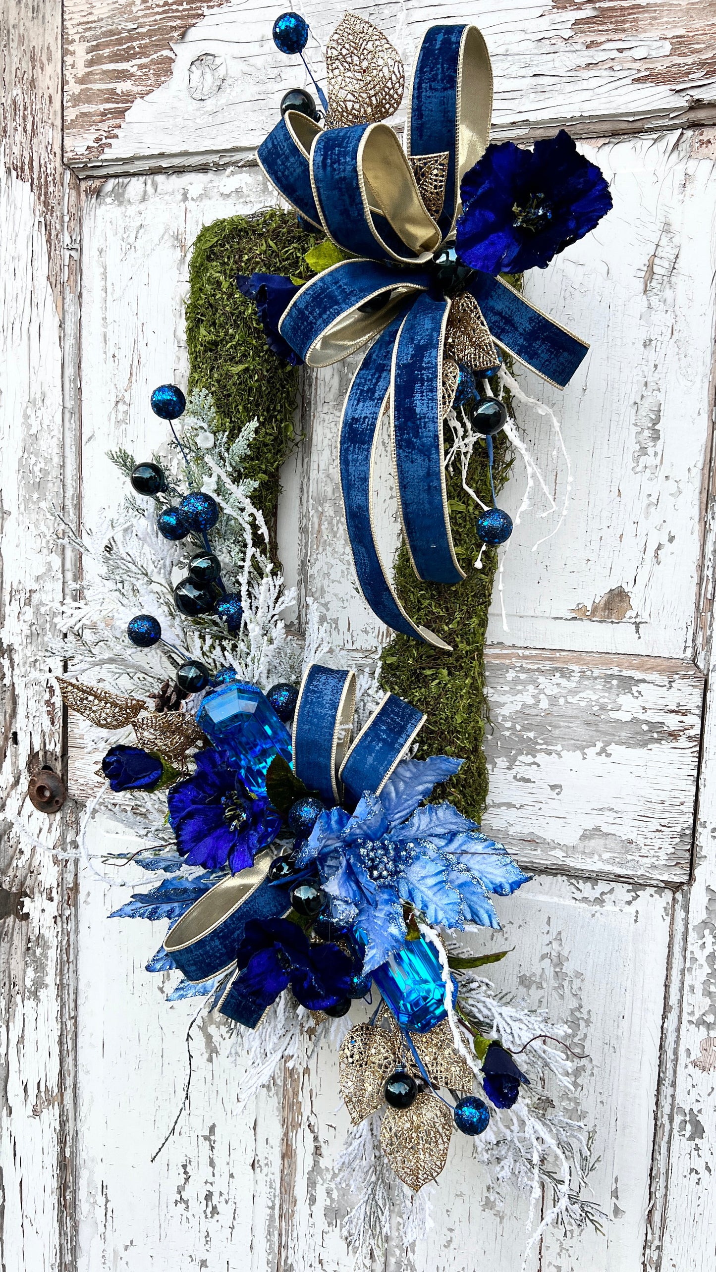 Christmas Wreath for front door, Blue Christmas Wreath, Elegant Christmas Wreath, Christmas Decor indoor, Christmas Decor outdoor,