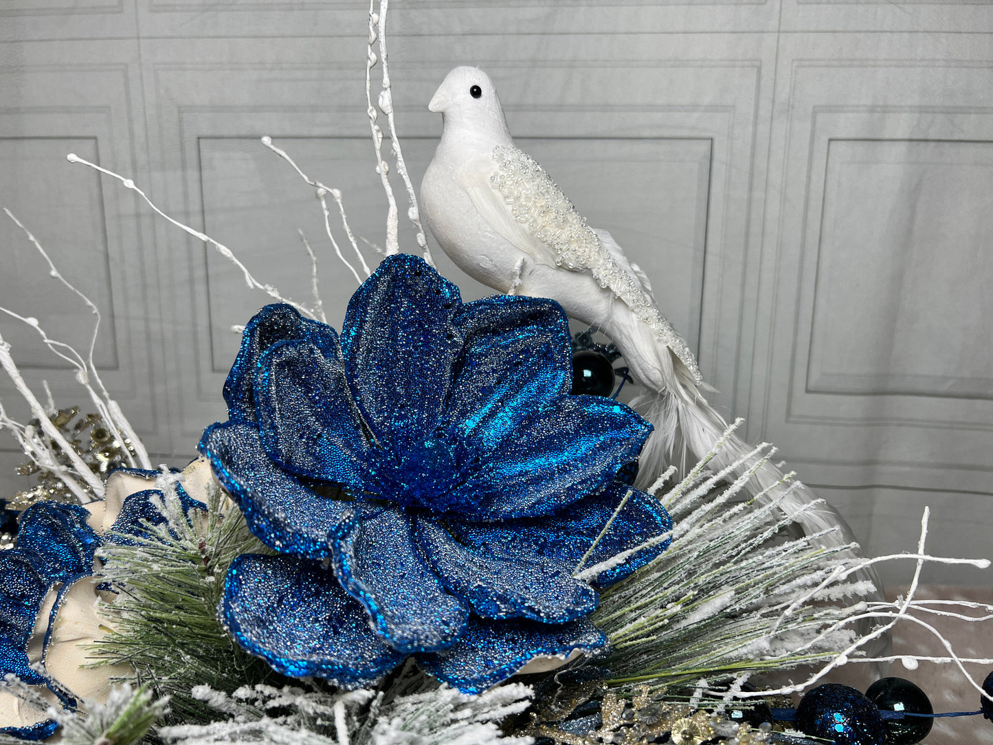 Christmas centerpiece for table, Blue Christmas Centerpiece, Christmas Decor, Blue Christmas Decor, Christmas Gift, Housewarming Gift,