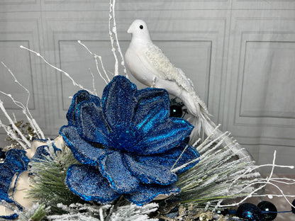 Christmas centerpiece for table, Blue Christmas Centerpiece, Christmas Decor, Blue Christmas Decor, Christmas Gift, Housewarming Gift,