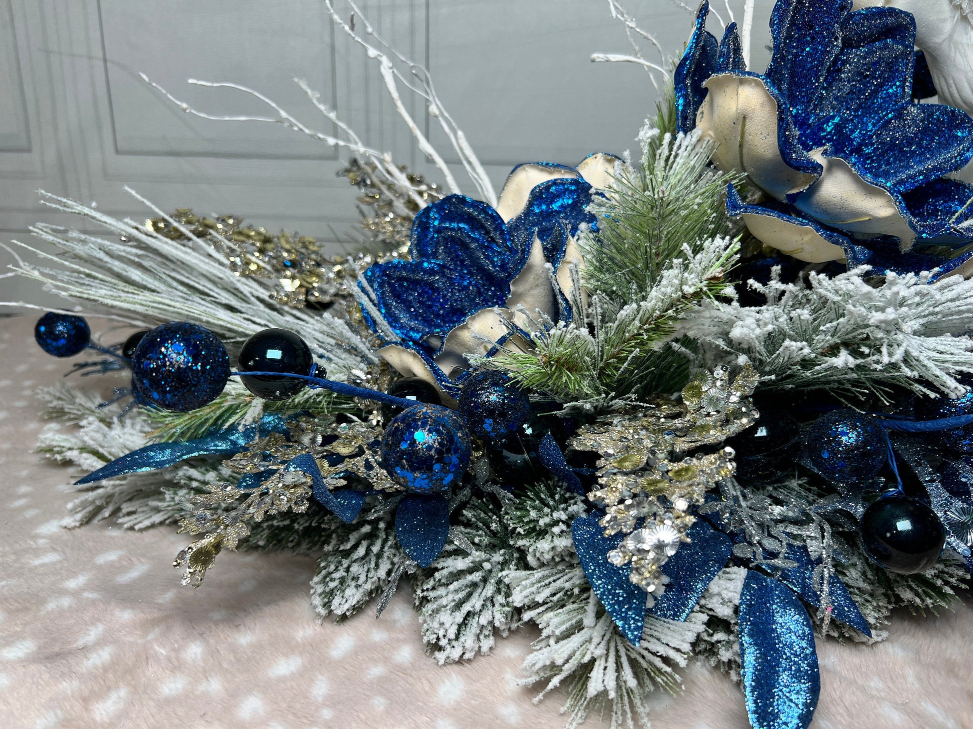 Christmas centerpiece for table, Blue Christmas Centerpiece, Christmas Decor, Blue Christmas Decor, Christmas Gift, Housewarming Gift,